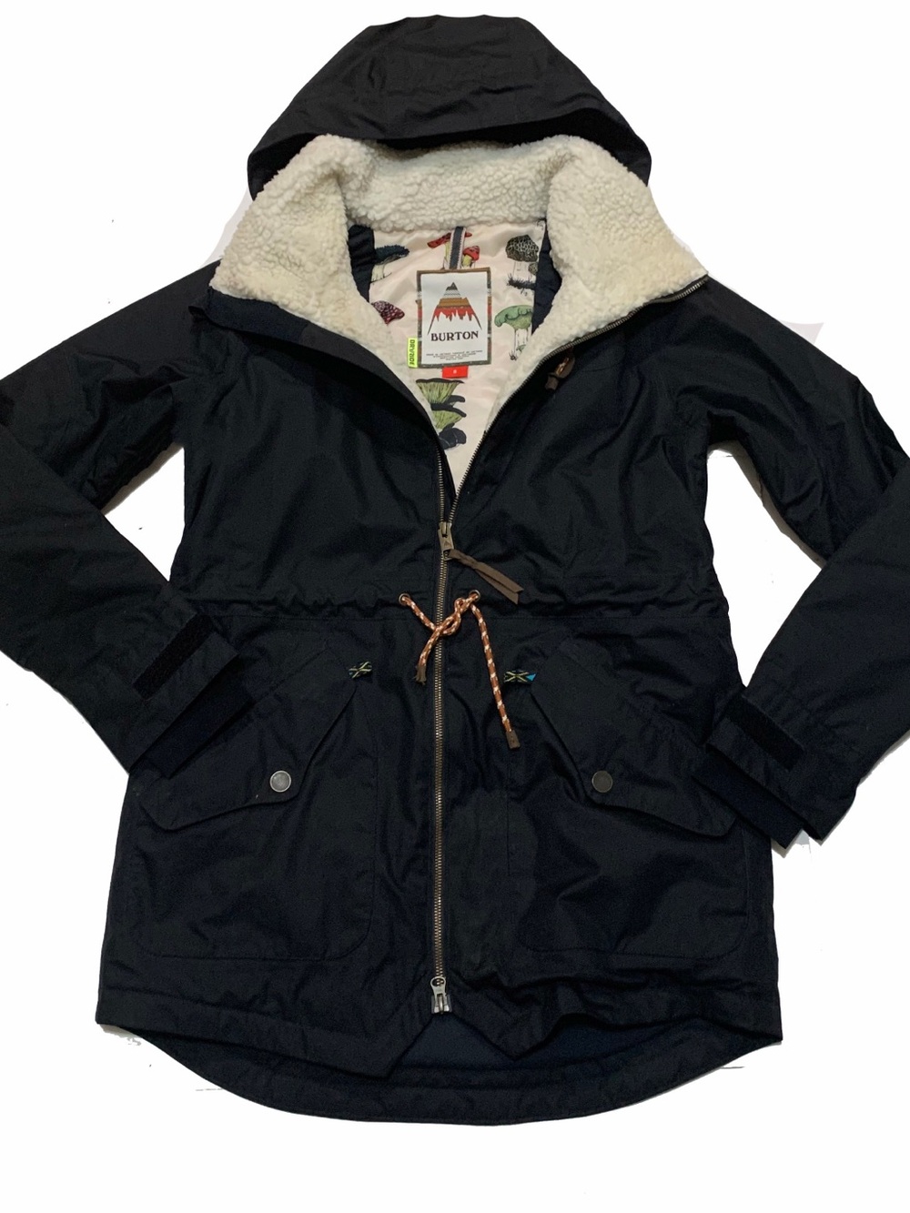 Burton Black Hooded Sherpa collar jacket